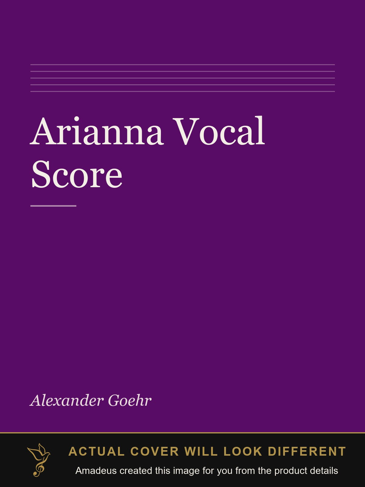 Arianna Vocal Score - Amadeus created this image from the product details; the actual cover will look different