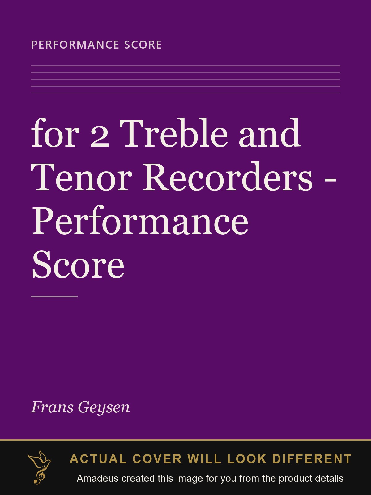 for 2 Treble and Tenor Recorders - Performance Score - Amadeus created this image from the product details; the actual cover will look different