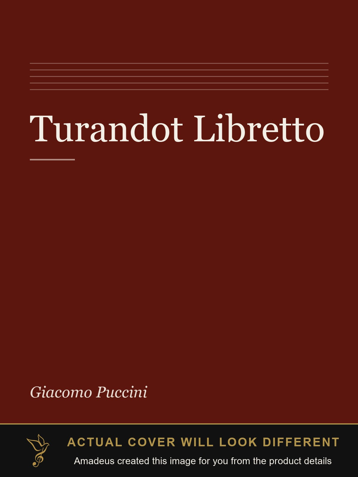 Turandot Libretto - Amadeus created this image from the product details; the actual cover will look different
