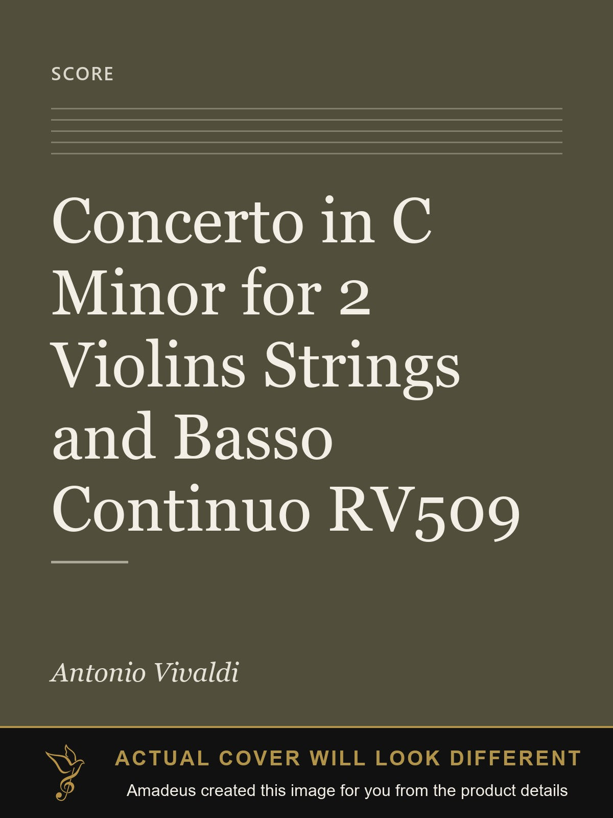Concerto in C Minor for 2 Violins Strings and Basso Continuo RV509 - Amadeus created this image from the product details; the actual cover will look different