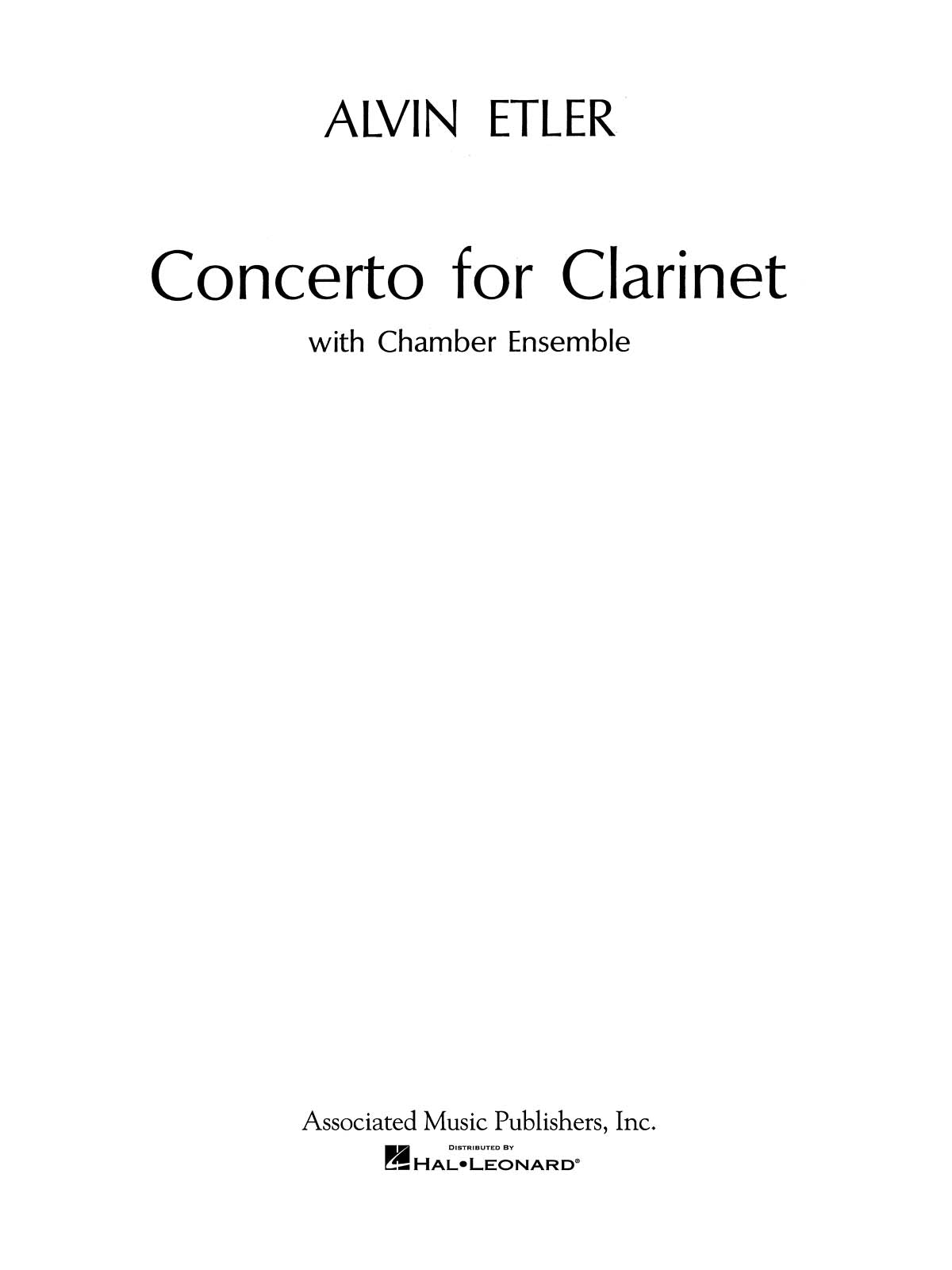 Product Cover for Concerto for Clarinet and Chamber Ensemble (1962)