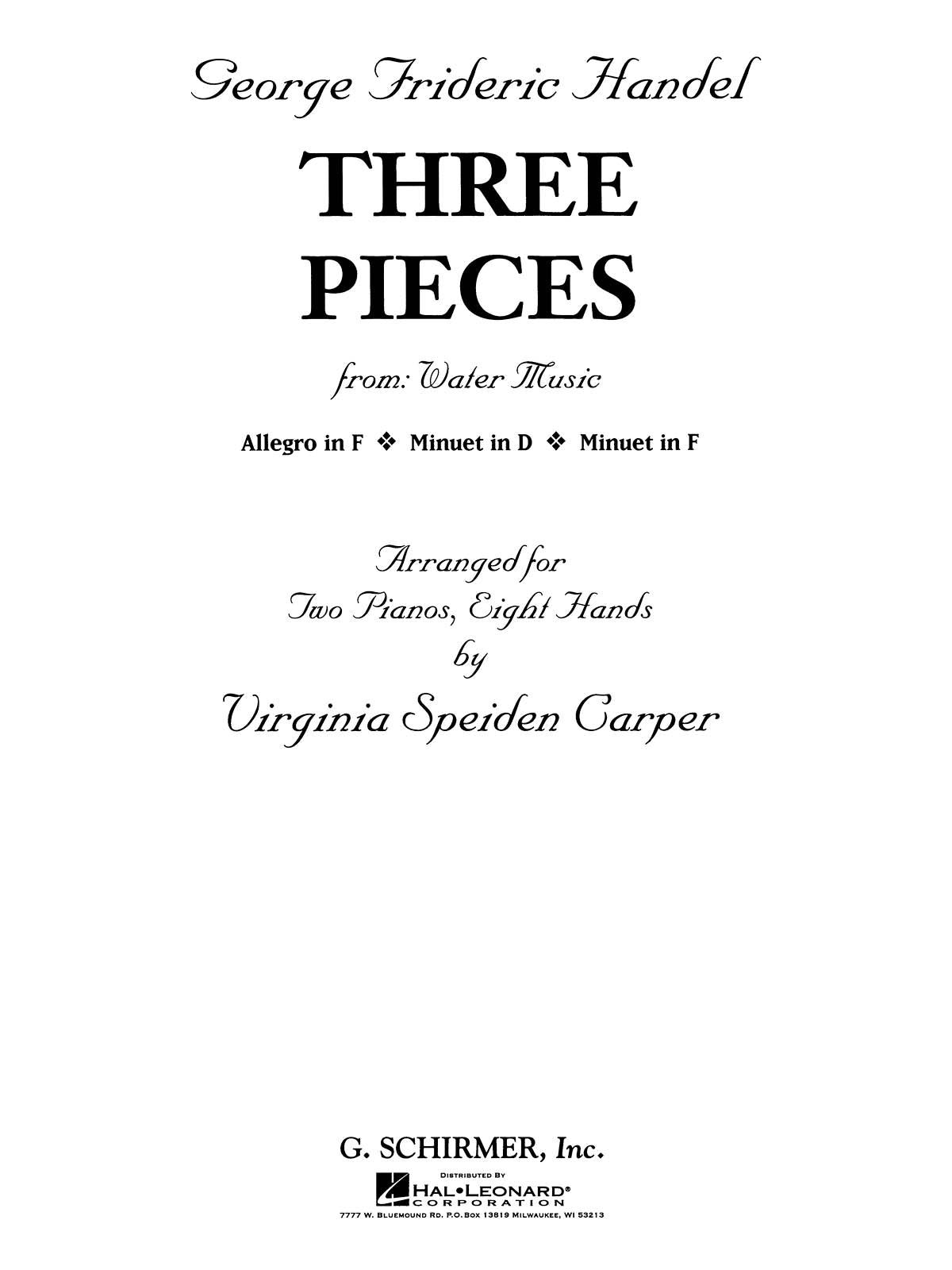 Product Cover for 3 Pieces from Water Music (2 Pianos, 8 Hands)