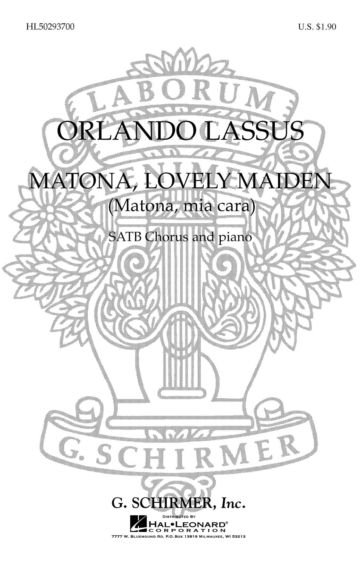 Product Cover for Matona Lovely Maiden Matona, Mia Cara Italian English