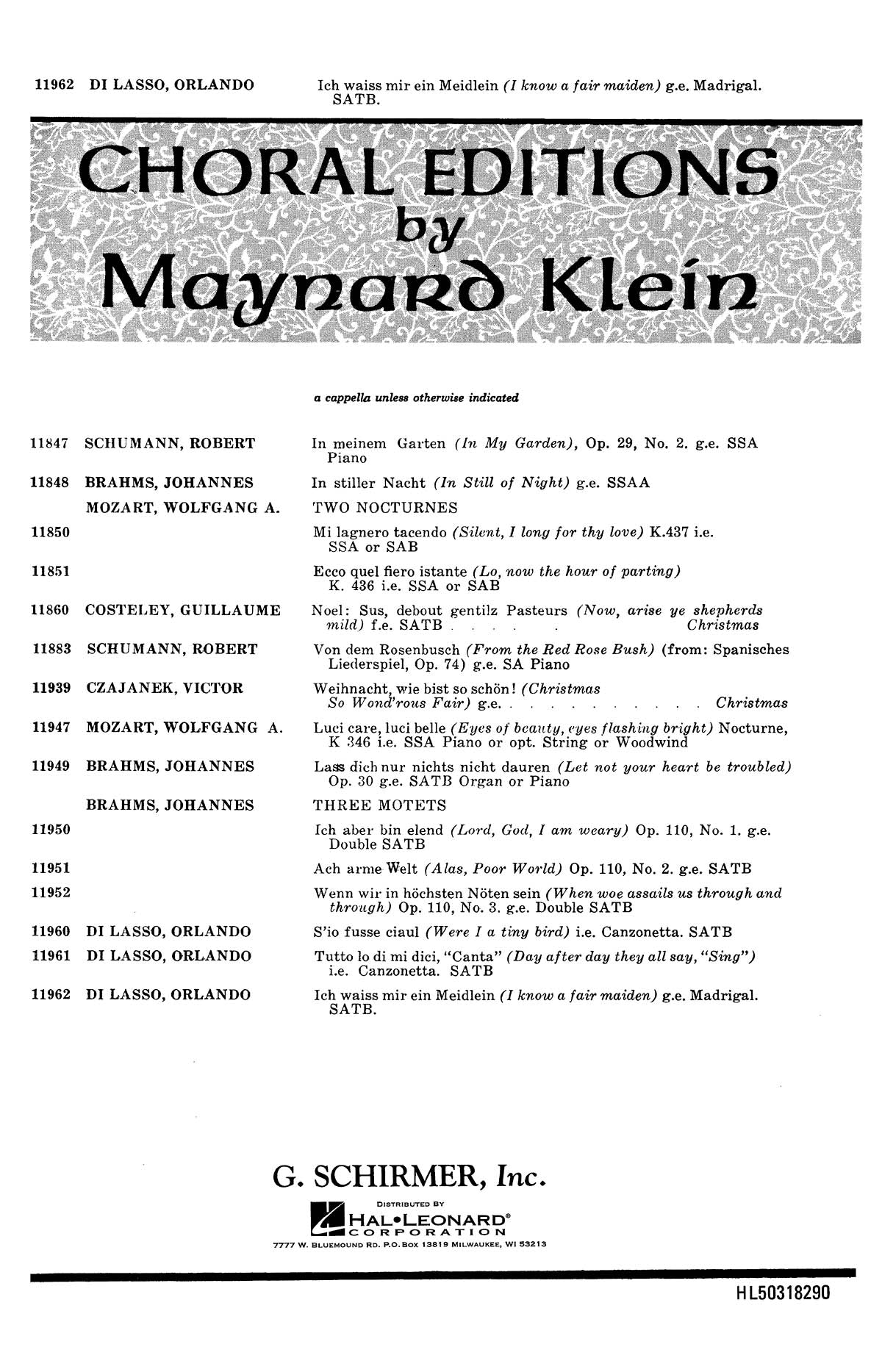 Product Cover for Ich Waiss Mir Ein Meidlein (I Know A Fair Maiden) TB A Cappella Arr. Klein