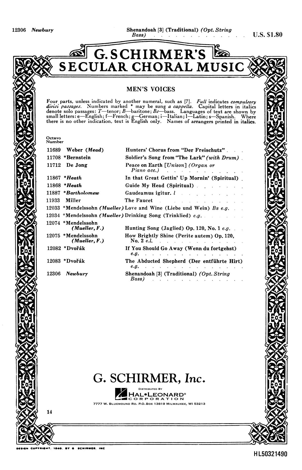 Product Cover for Shenandoah Piano Guitar And Optional String Bass Db