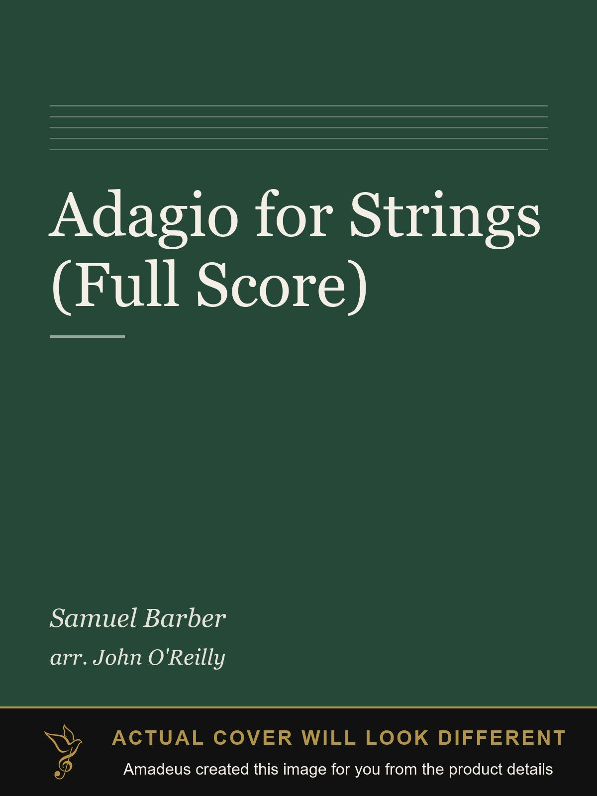 Adagio for Strings (Full Score) - Amadeus created this image from the product details; the actual cover will look different