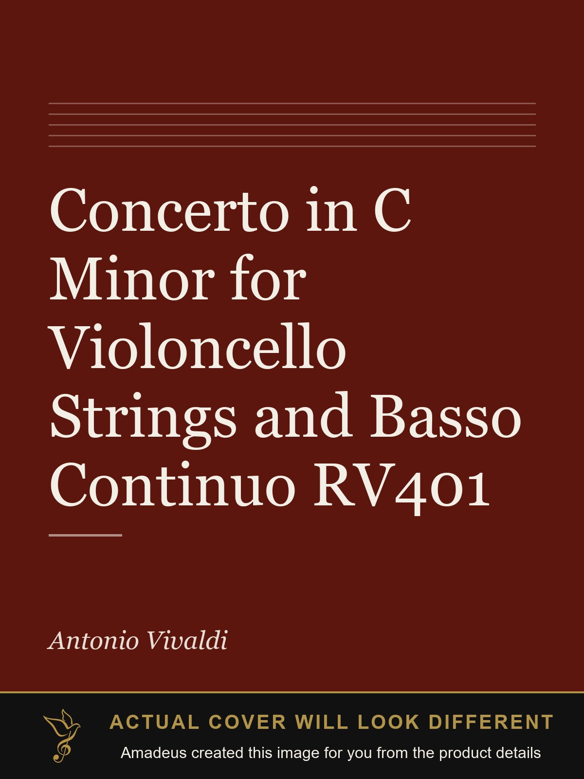 Concerto in C Minor for Violoncello Strings and Basso Continuo RV401 - Amadeus created this image from the product details; the actual cover will look different