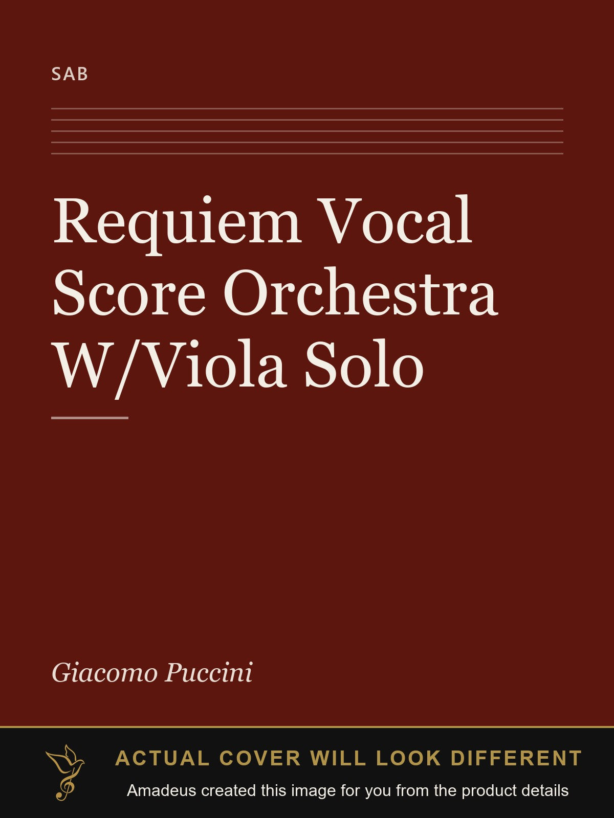 Requiem Vocal Score Orchestra W/Viola Solo - Amadeus created this image from the product details; the actual cover will look different
