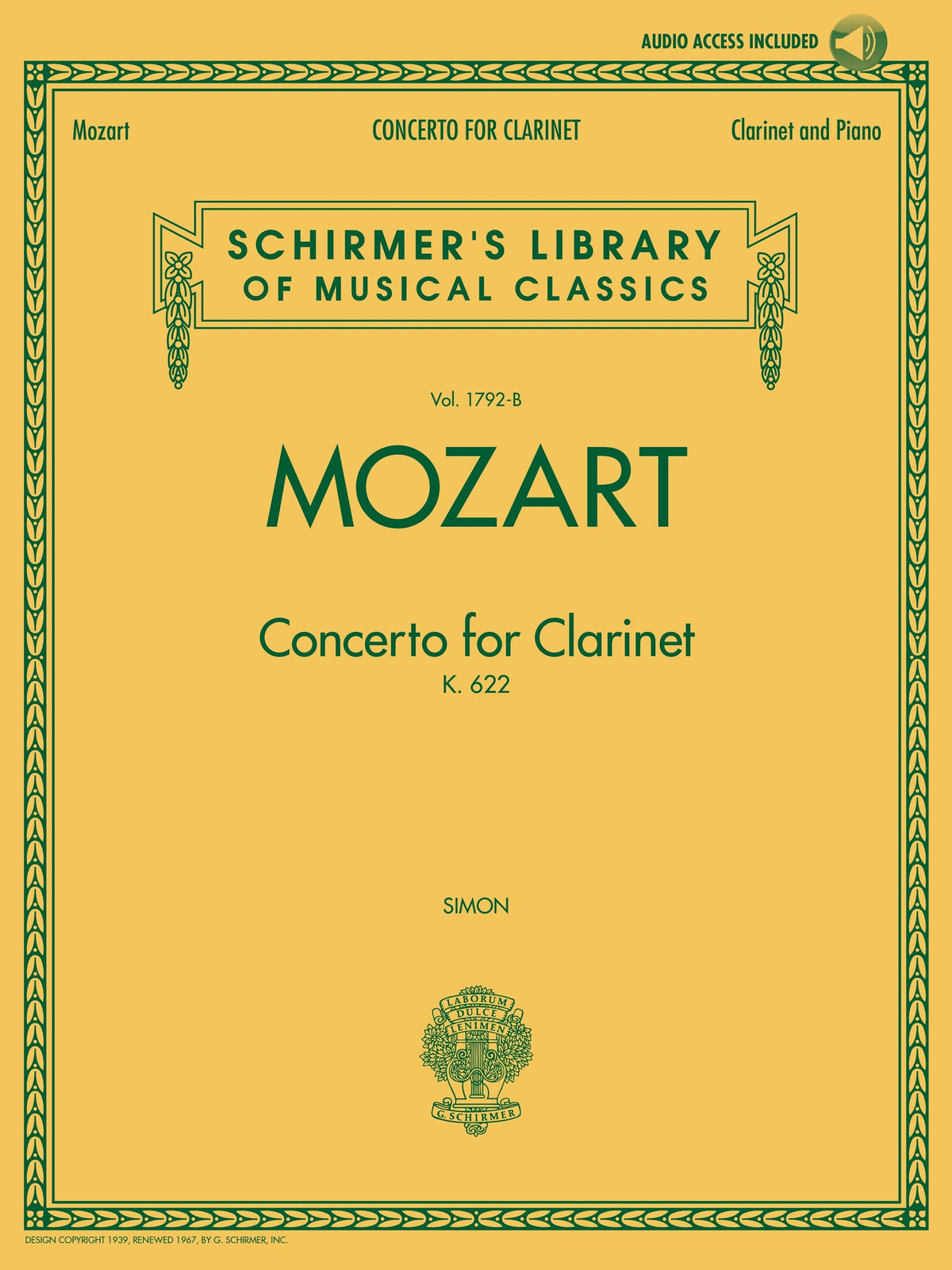 Product Cover for Wolfgang Amadeus Mozart – Concerto for Clarinet, K. 622