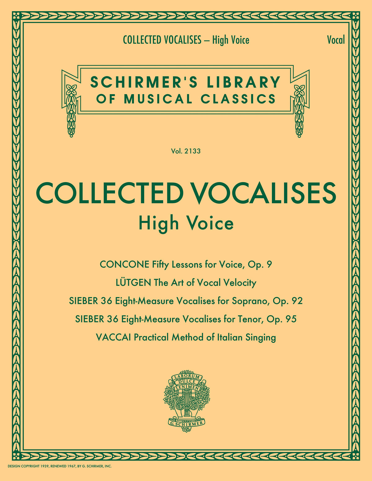 Product Cover for Collected Vocalises: High Voice - Concone, Lutgen, Sieber, Vaccai