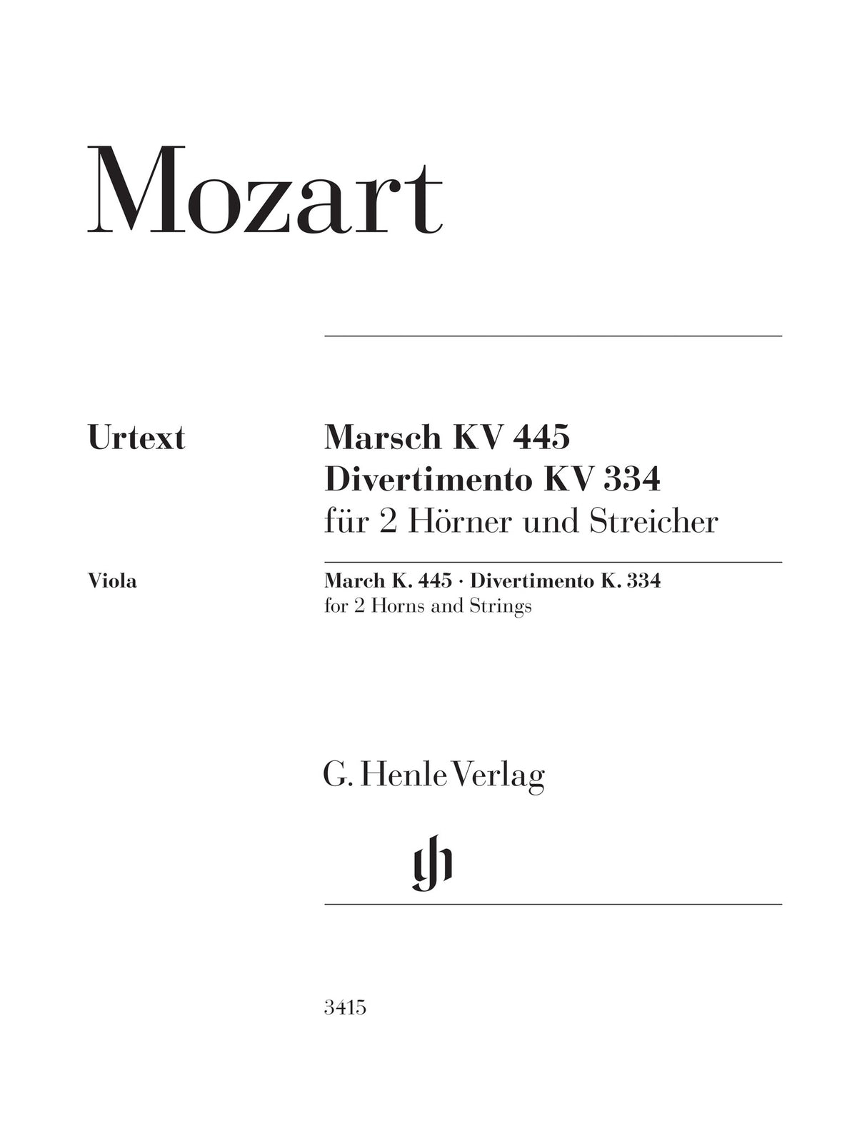 Product Cover for March K. 445 Divertimento K. 334