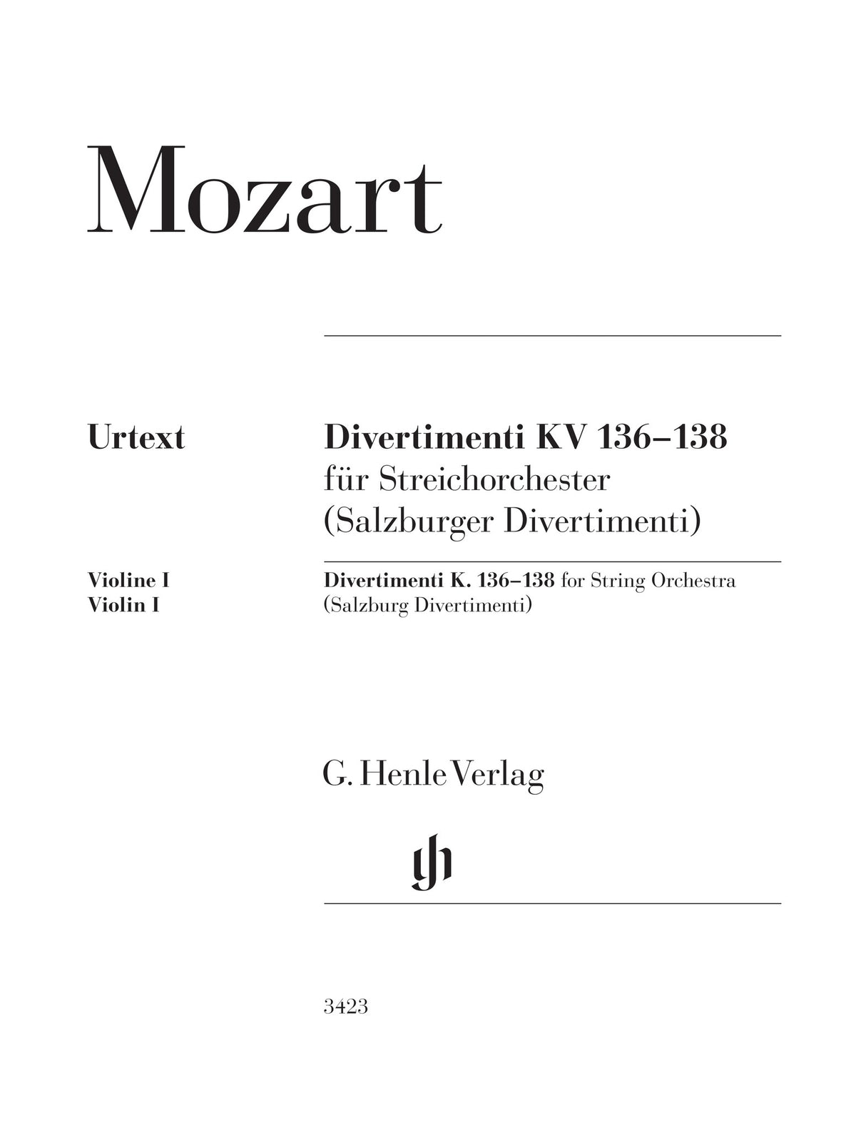 Product Cover for Divertimenti K. 136-138 (Salzburg Divertimenti)