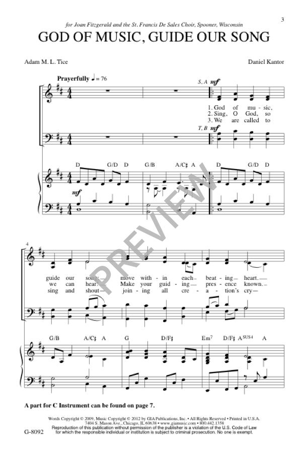God of Music, Guide Our Song - sample page 3