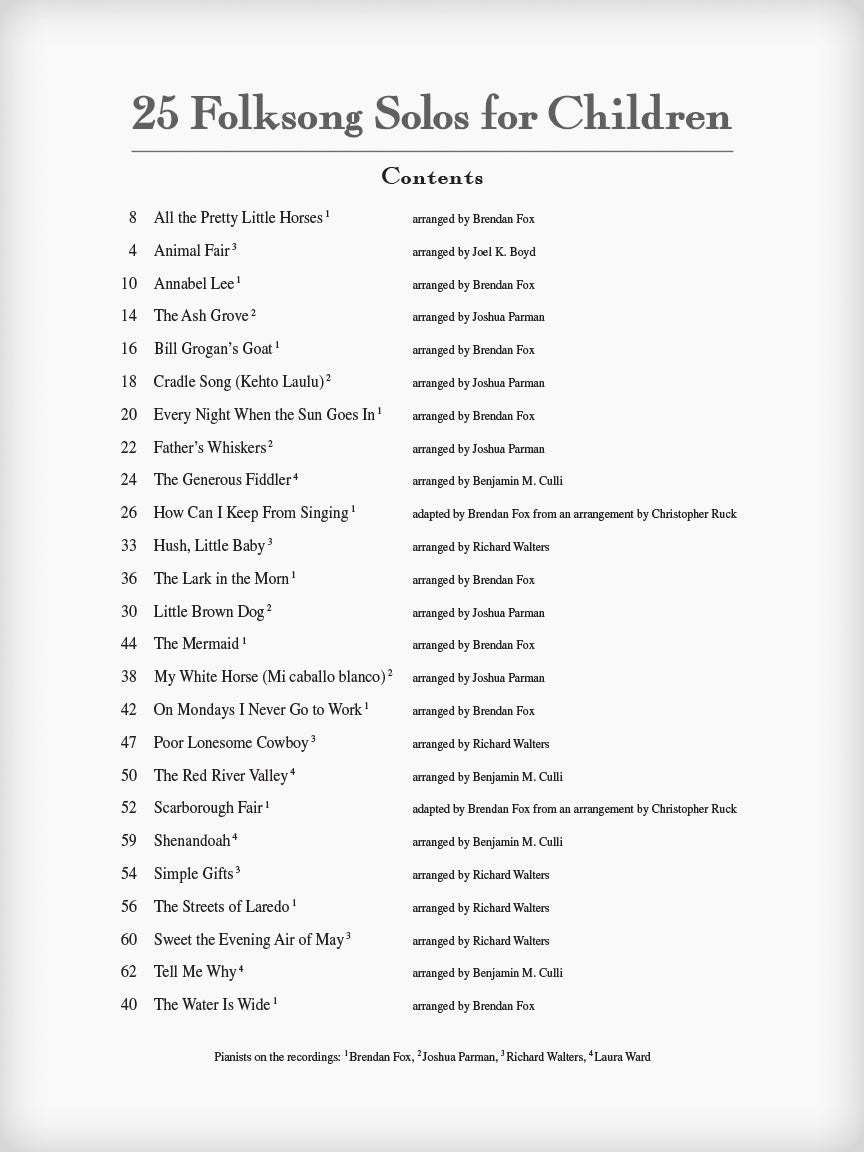 25 Folksong Solos for Children - sample page 2