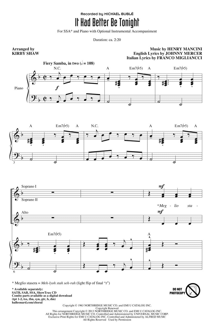 It Had Better Be Tonight - sample page 1