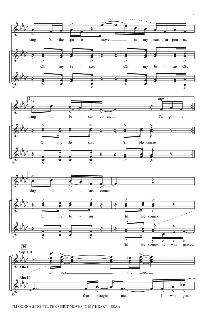 I'm Gonna Sing 'Til the Spirit Moves in My Heart - sample page 2