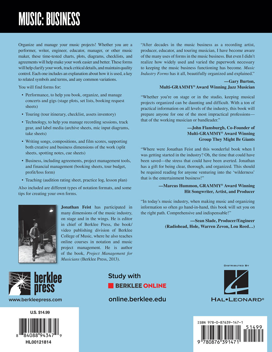 Music Industry Forms - sample page 2