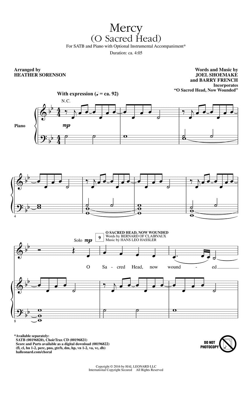 Mercy (O Sacred Head) - sample page 1