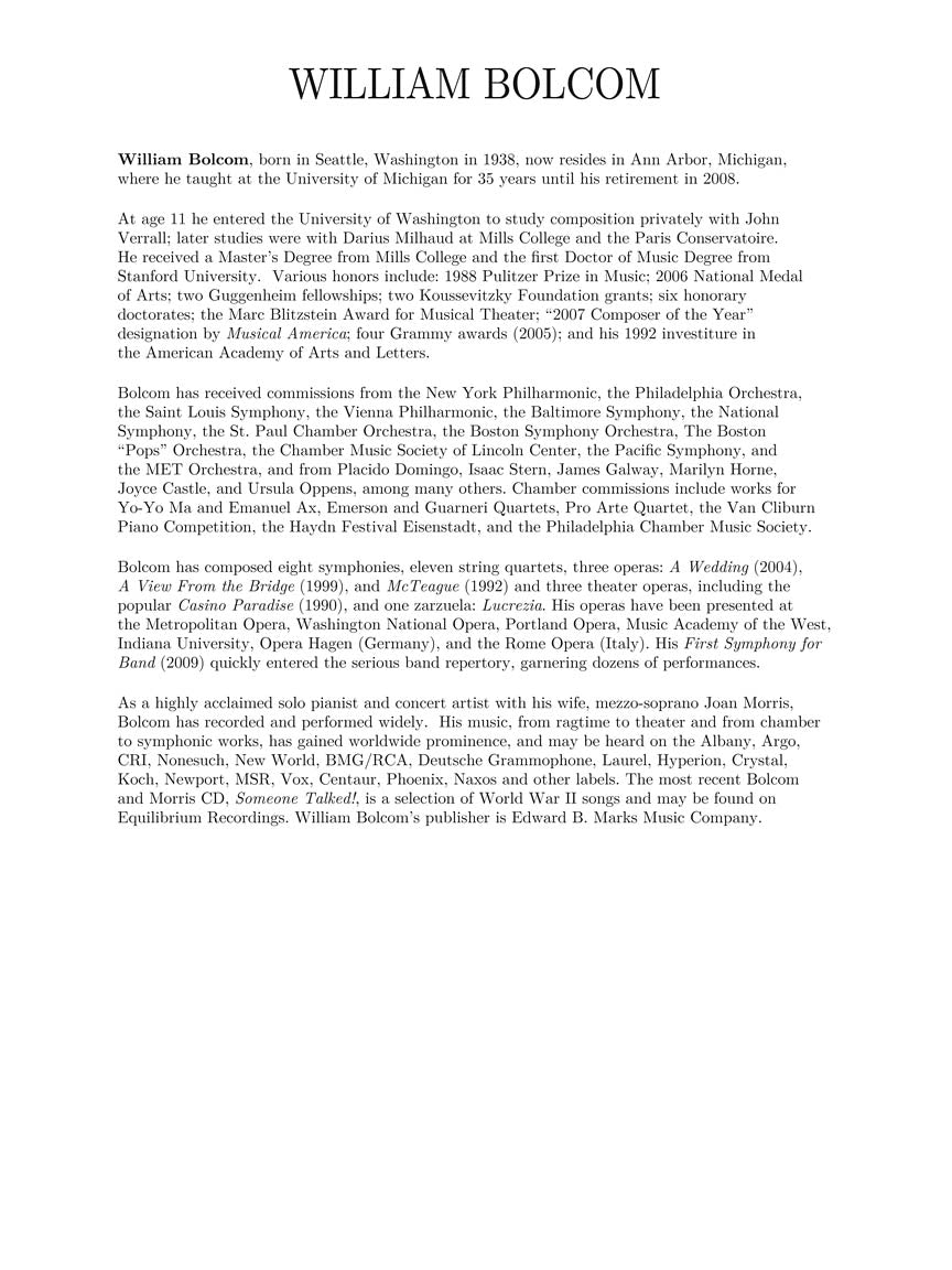William Bolcom: Theatrical Songs - sample page 3