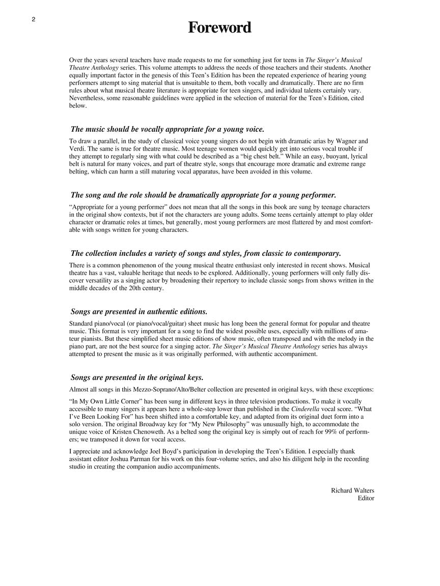 The Singer's Musical Theatre Anthology – Teen's Edition - sample page 2