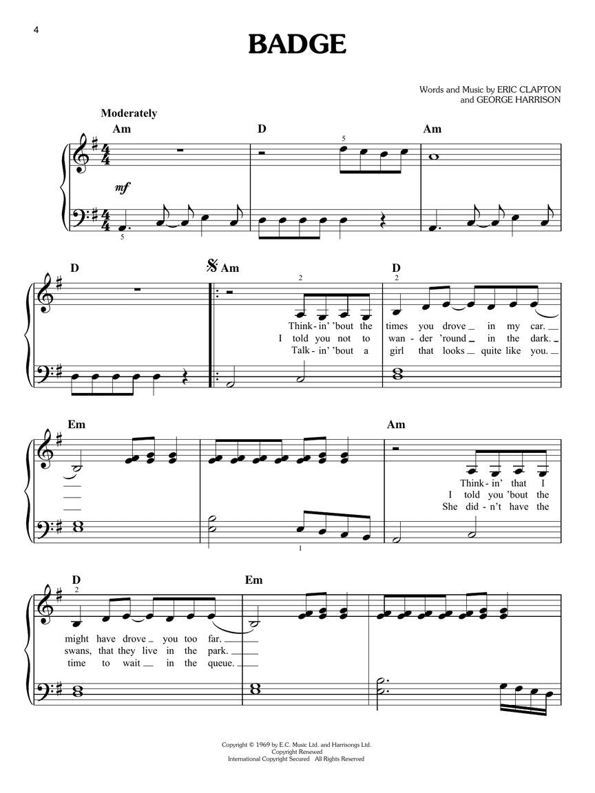 Eric Clapton – Easy Piano Collection - sample page 3