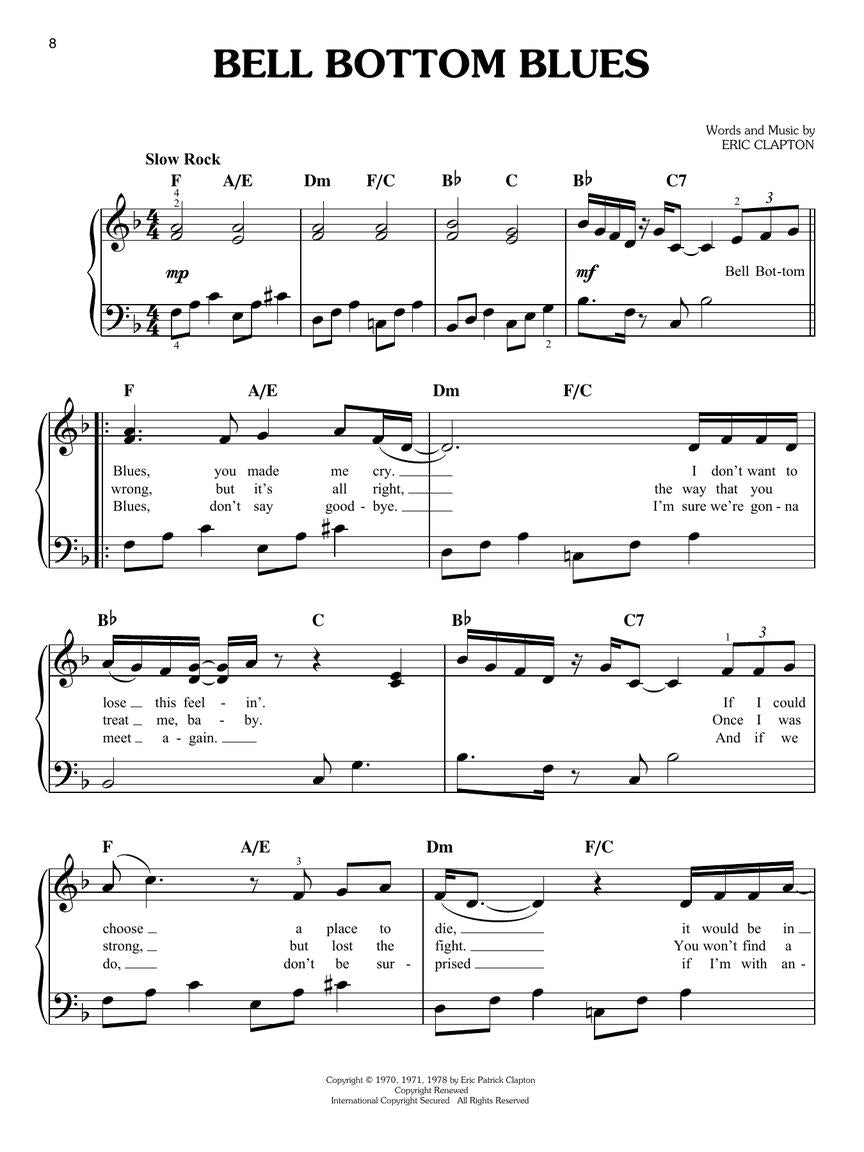 Eric Clapton – Easy Piano Collection - sample page 4