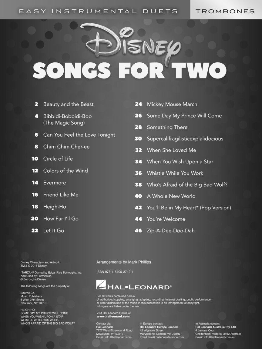 Disney Songs for Two Trombones - sample page 2