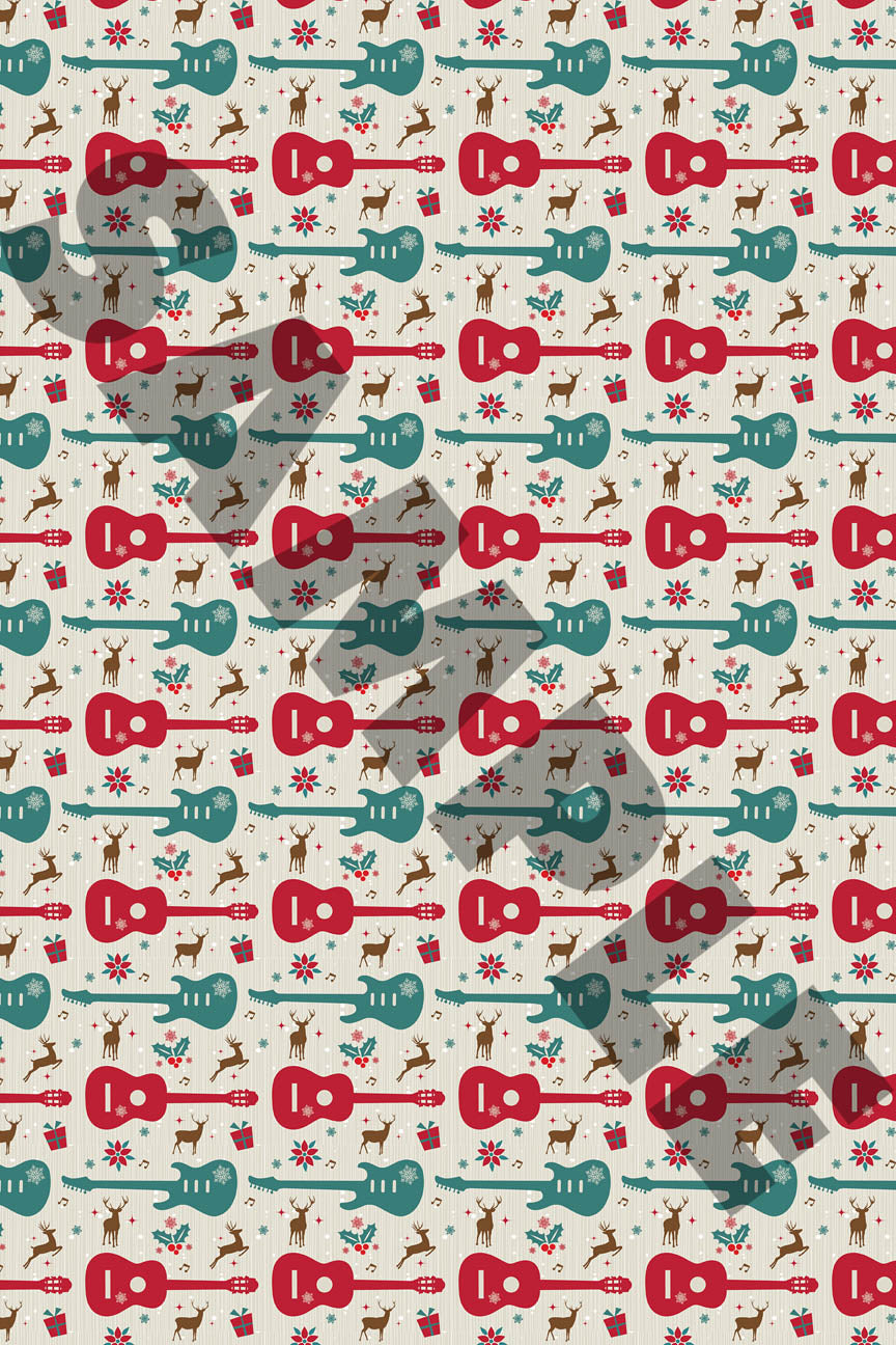 Hal Leonard Wrapping Paper – Guitars & Reindeer Theme - sample page 1