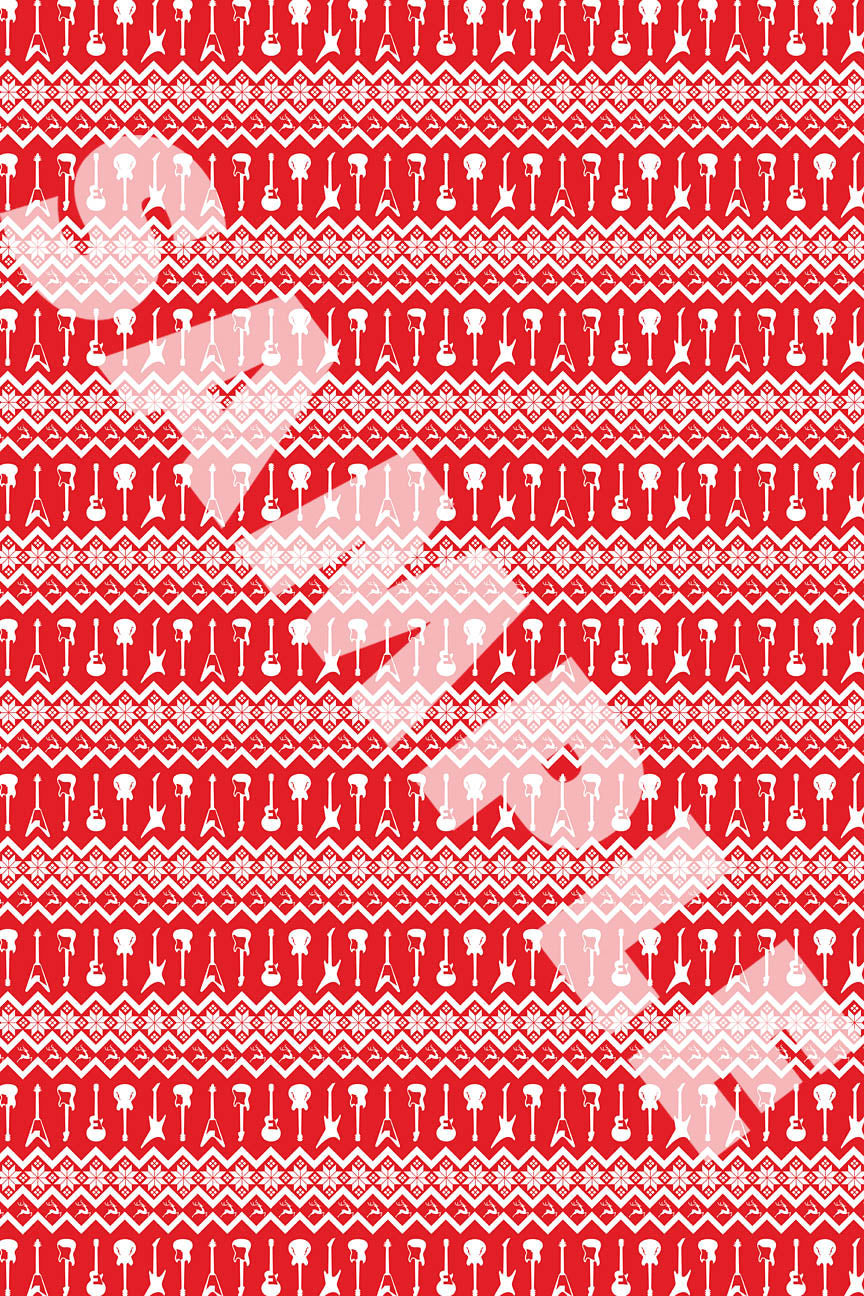 Hal Leonard Wrapping Paper – Red & White Holiday Guitar Theme - sample page 1