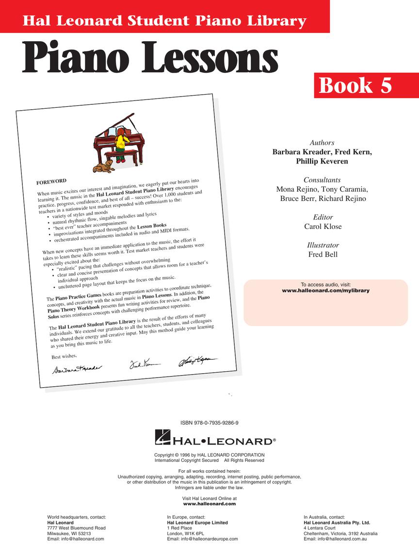 Piano Lessons Book 5 - sample page 2