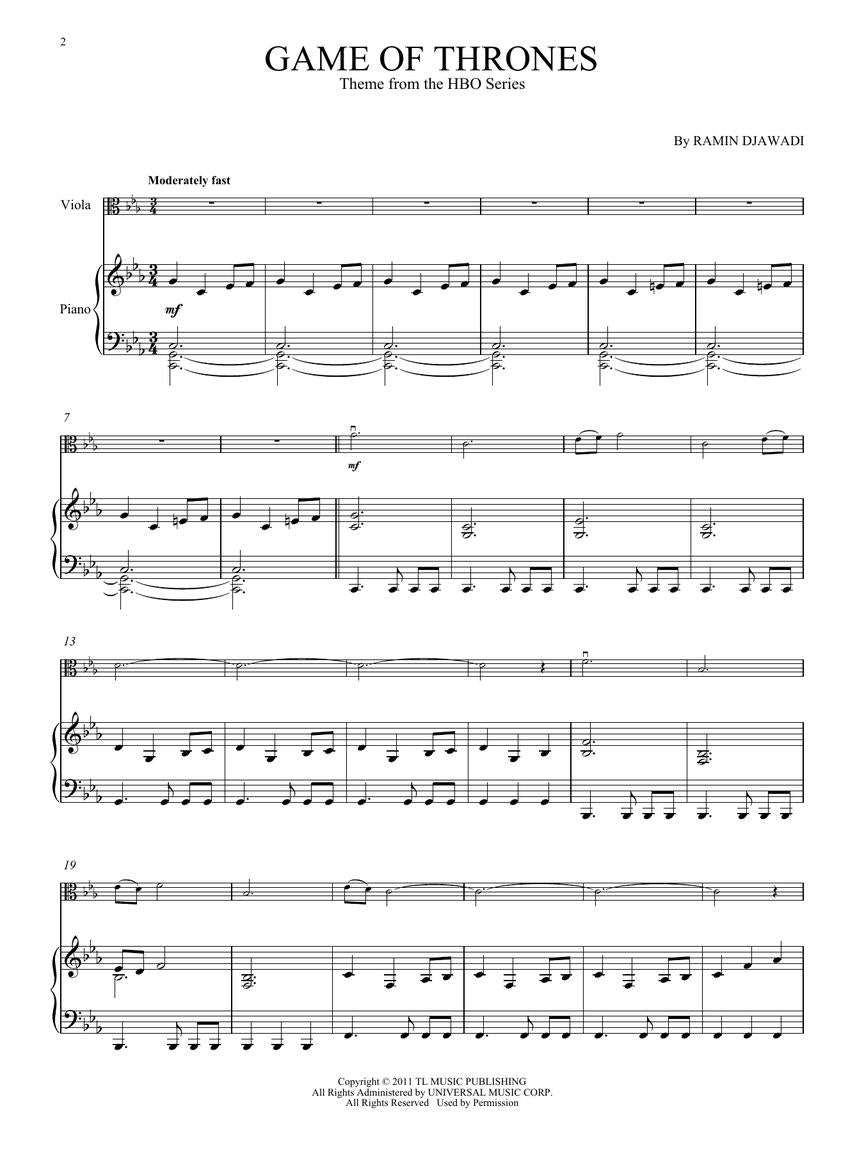 Game of Thrones for Viola & Piano - sample page 2