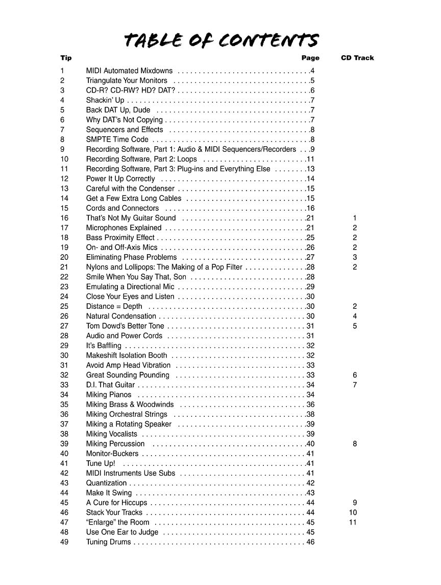 101 Recording Tips - sample page 1