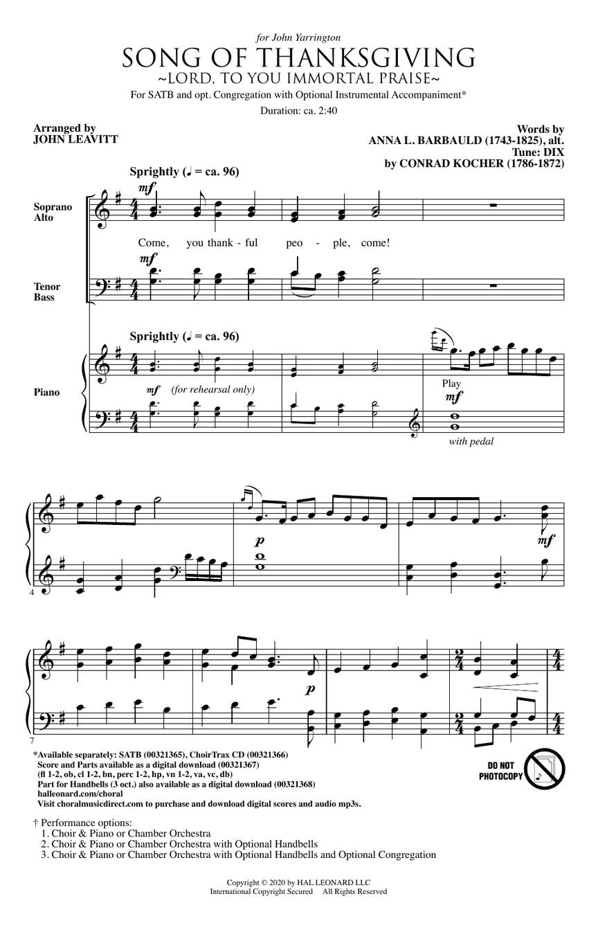 Song of Thanksgiving - sample page 2