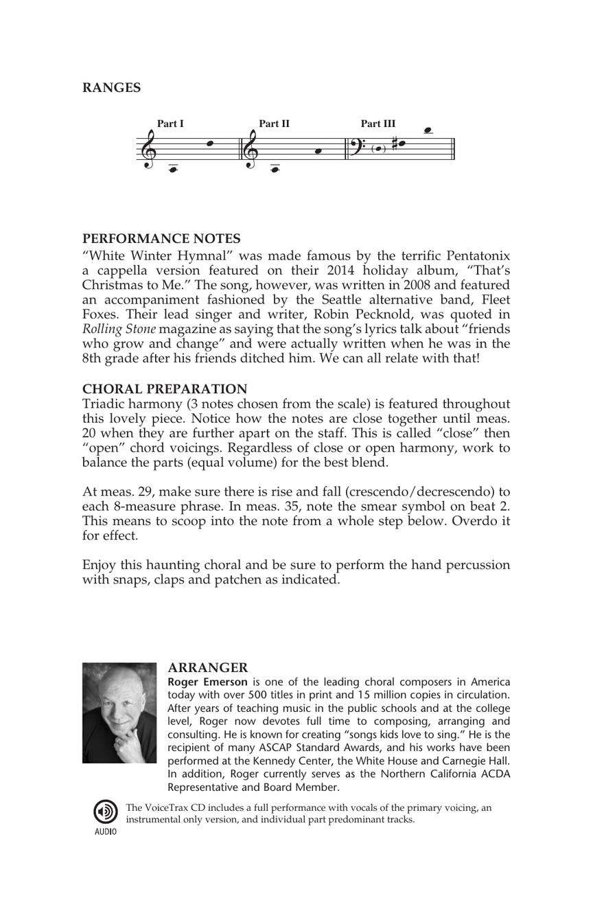 White Winter Hymnal - sample page 2