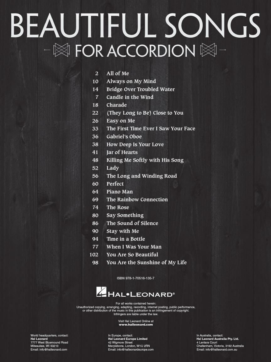 Beautiful Songs for Accordion - sample page 2