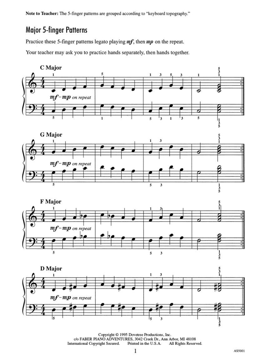 Achievement Skill Sheet No. 1: Major 5-Finger Patterns - sample page 2
