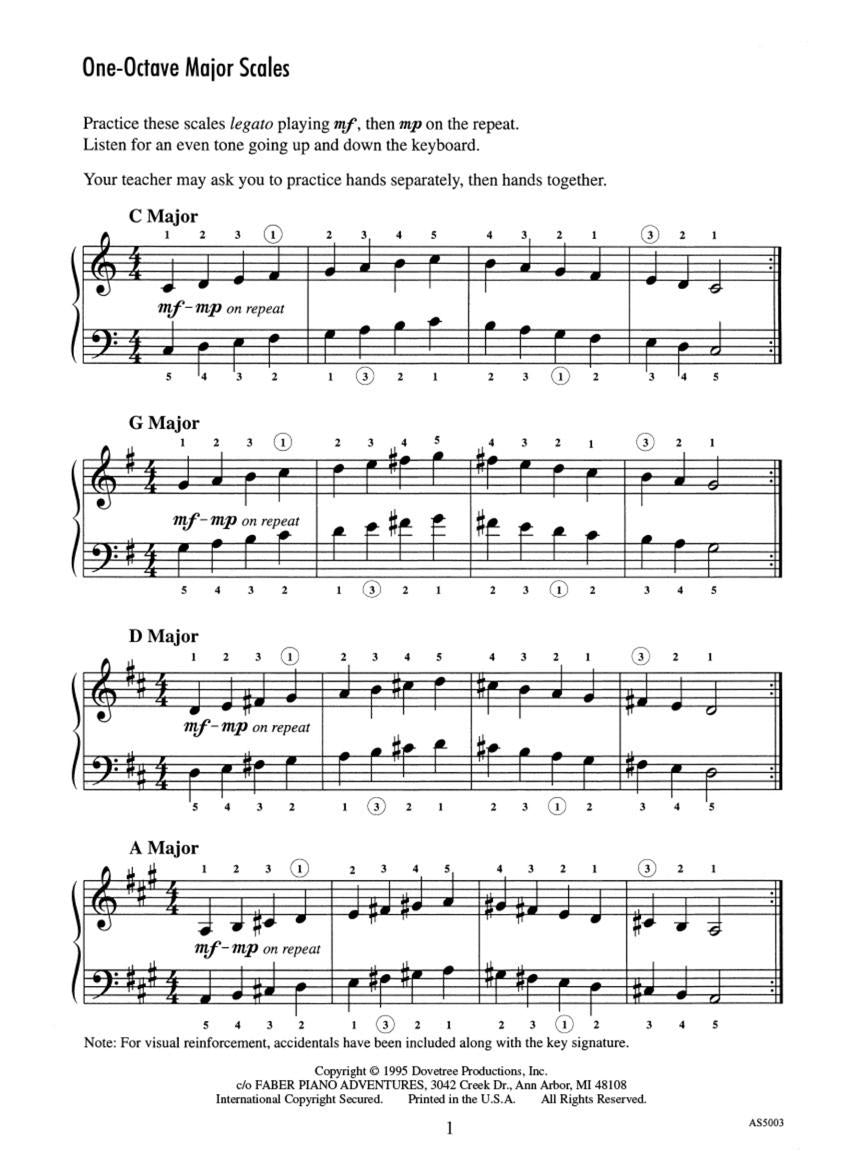 Achievement Skill Sheet No. 3: One-Octave Major Scales & Arpeggios - sample page 2