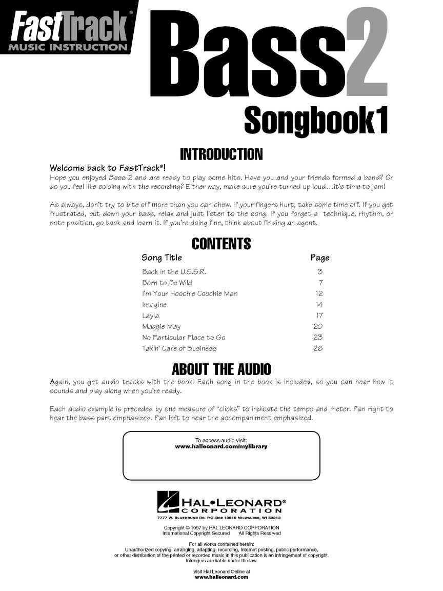 <i>Fast</i>Track Bass Songbook 1 – Level 2 - sample page 2