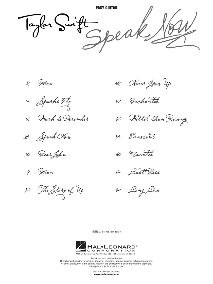 Taylor Swift – Speak Now - sample page 2