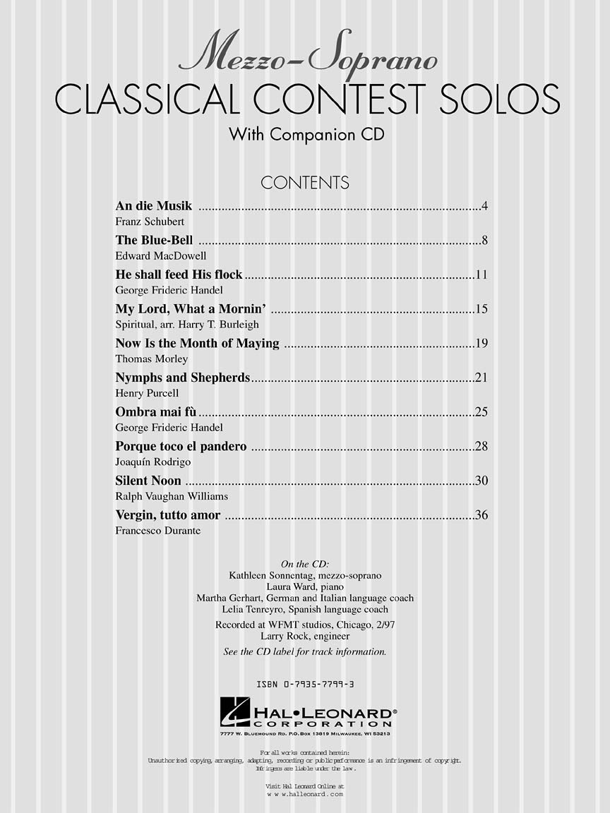 Classical Contest Solos - Mezzo-Soprano - sample page 3