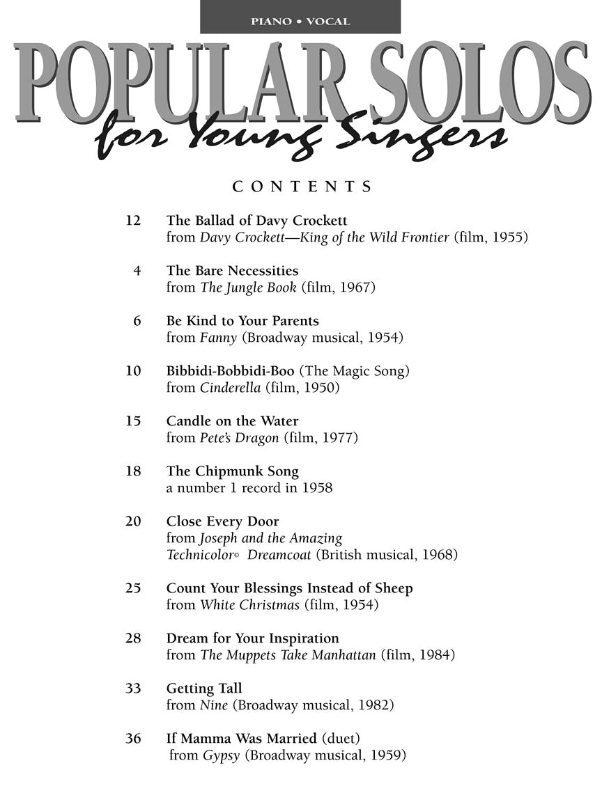 Popular Solos for Young Singers - sample page 3