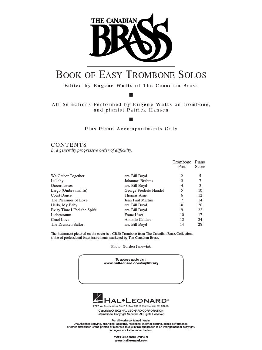Canadian Brass Book of Easy Trombone Solos - sample page 2