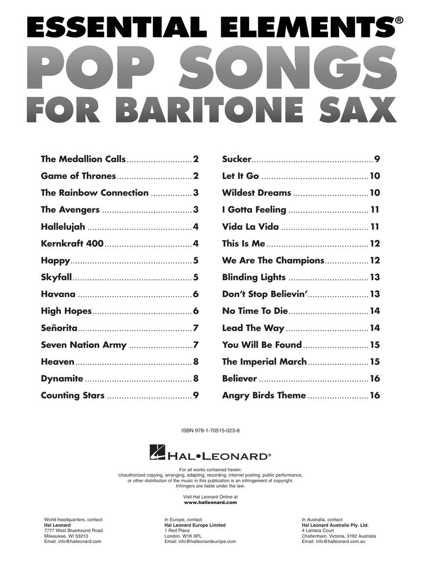 Essential Elements Pop Songs for Baritone Saxophone - sample page 2