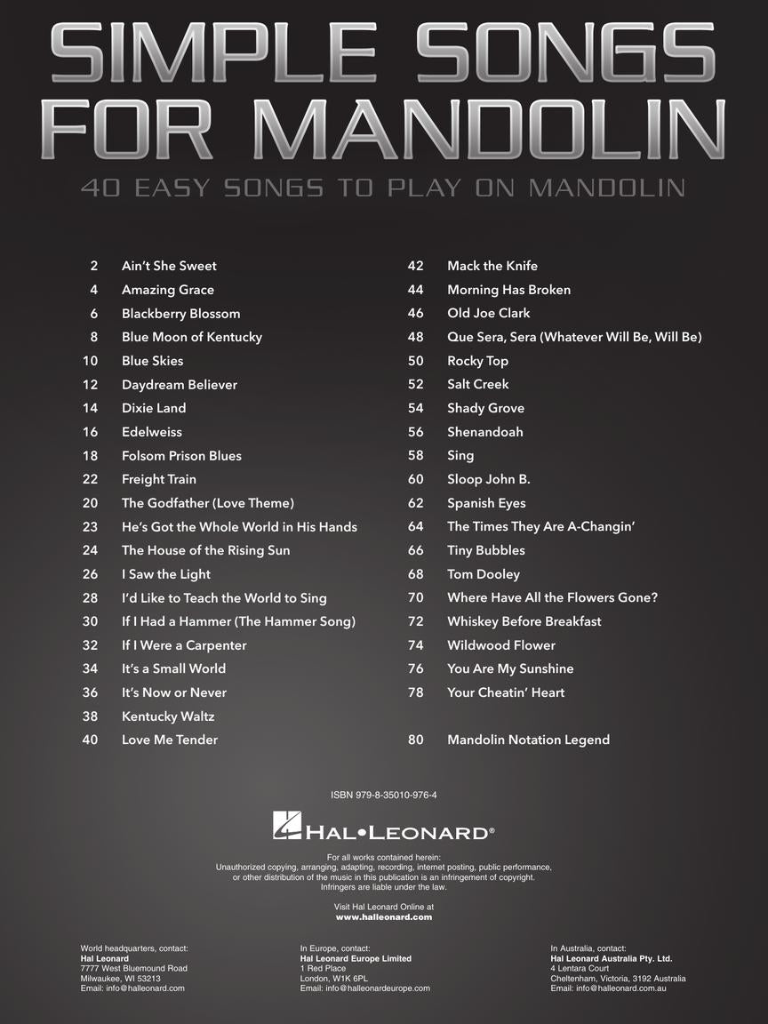 Simple Songs for Mandolin - sample page 2