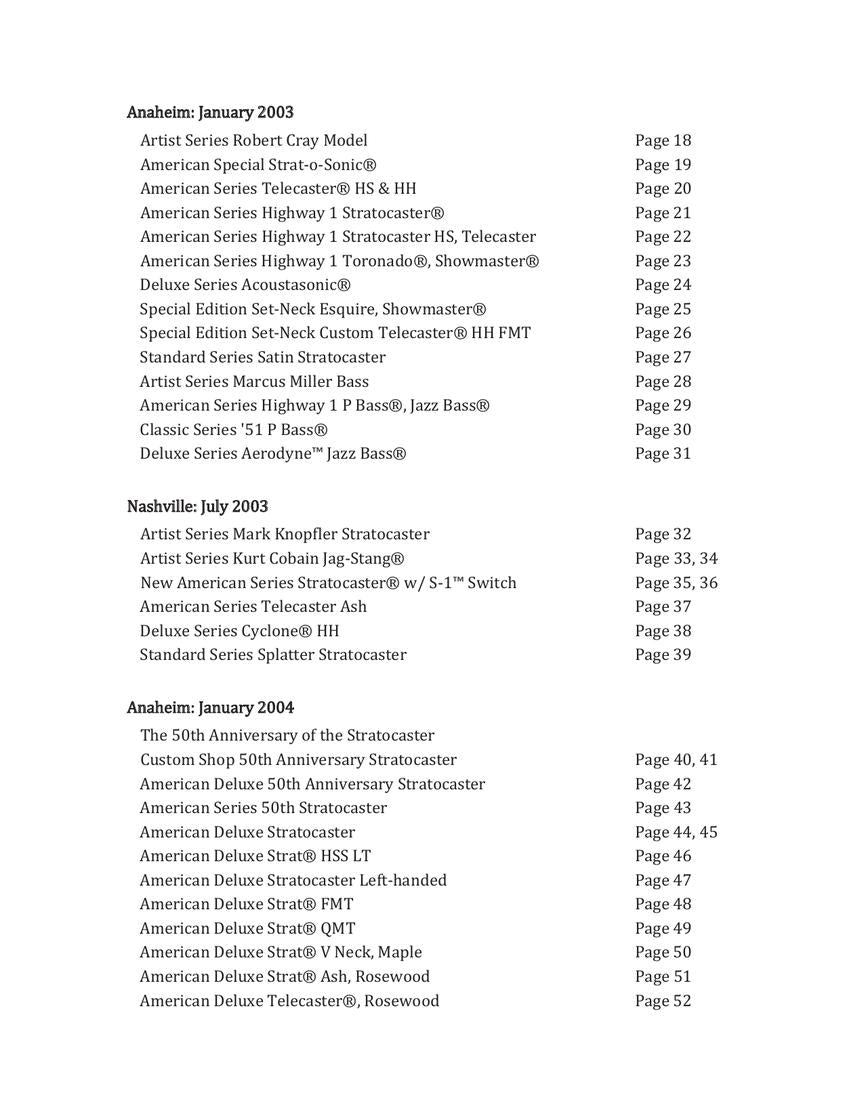 Fender Electric Guitars & Basses - sample page 3