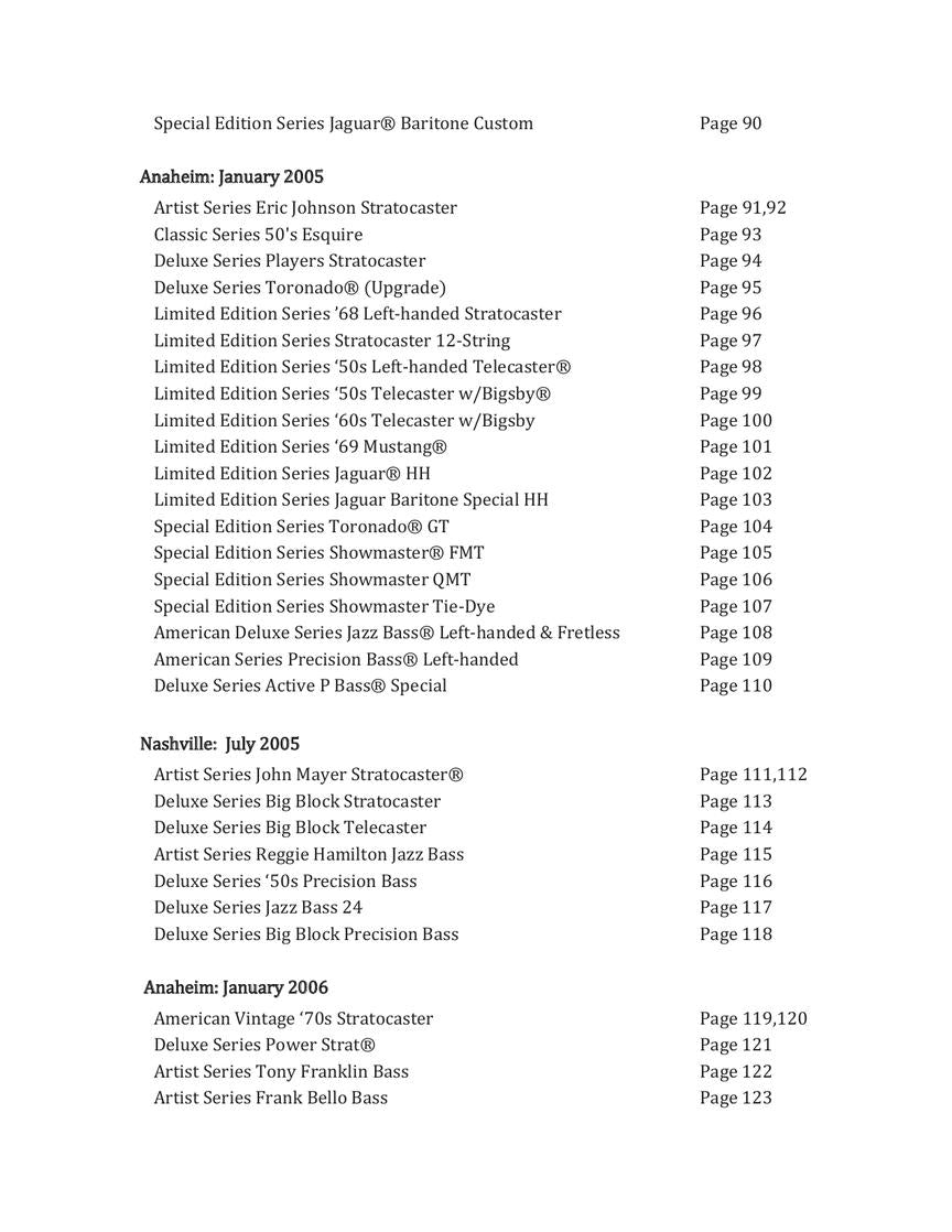 Fender Electric Guitars & Basses - sample page 5