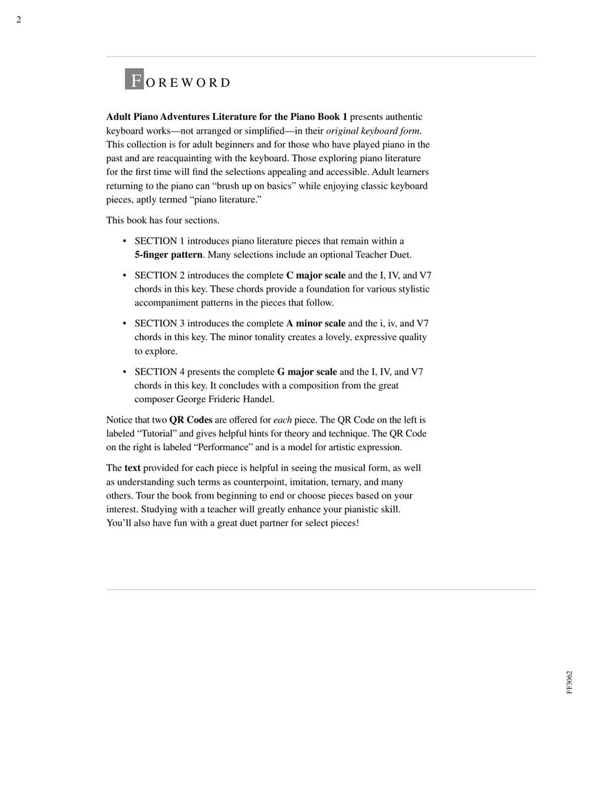 Adult Piano Adventures Literature for the Piano Book 1 - sample page 2