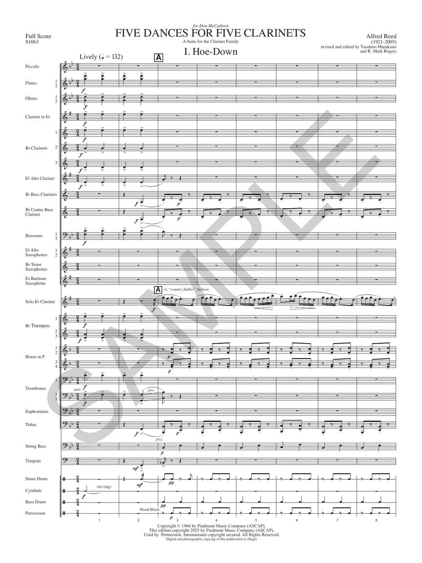 Five Dances for Five Clarinets and Band - sample page 2