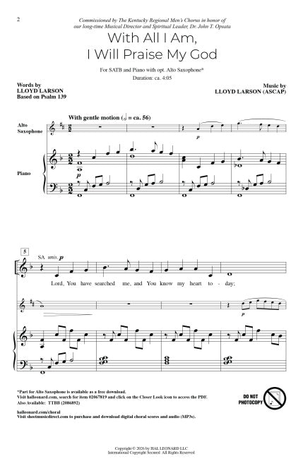 With All I Am I Will Praise My God - sample page 2