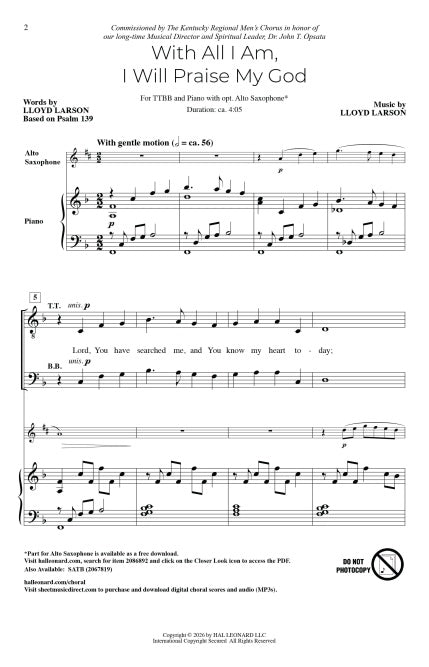 With All I Am I Will Praise My God - sample page 2